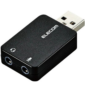 エレコム オーディオ変換アダプタ USB-φ3.5mm オーディオ出力 マイク入力 直挿し コンパクト ブラック USB-AADC01BK