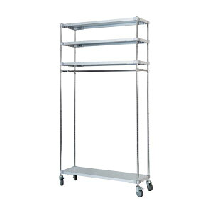 収納棚 35×120cm 4段 H220cm 日本製 キャスター付き 耐熱 耐食 長期耐久性 ガルバリウム鋼板製 ガルバシェルフハンガー 組立式