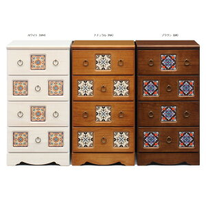 チェスト タンス 4段 幅44.5cm ホワイト 日本製 木製 桐材 アンティーク調 引き出し収納 ベッドルーム 寝室 完成品