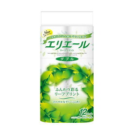 （まとめ）大王製紙 エリエールトイレットティシュー リーフプリント ダブル 芯あり 香つき 25m 1パック（12ロール）【×10セット】