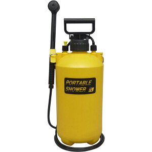 ポータブルシャワー 幅18cm 7L 蓄圧式 軽量 電力不要 肩掛けストラップ付き アウトドア 洗車 散水 ガーデニング用品 掃除用品