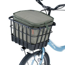 自転車用 かごカバー 約幅36cm フロントタイプ カーキ 撥水加工 プレミアム 2段式 インナーカバー 雨対策 防犯対策用品