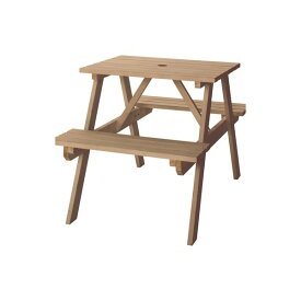 キャンプテーブル アウトドアテーブル 幅75cm ブラウン 木製 パラソル対応 レジャーテーブル＆ベンチ バーベキュー 屋外
