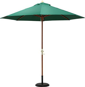 不二貿易 木製パラソル 270cm グリーン 270GR【60153】 北海道、沖縄、離島配送不可