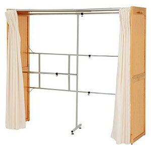 HAGIHARA 萩原 萩原 ハンガーラック ナチュラル 幅伸縮式 高さ170 洗えるカーテン付き VR-7240NA