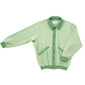 日本エンゼル スクエアニット室内着【えり付き前開きタイプ】 グリーン S (5101)