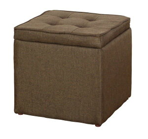 収納付き布張りソファスツール シングル ブラウン