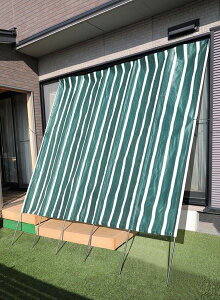 パパッと広げて簡単!洋風たてす 3m幅 グリーンストライプ