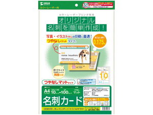 カラーレーザー用名刺 つやなし マット A4 10面 10枚 サンワサプライ LBP-MMC10N