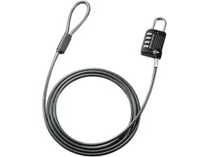 ワイヤー一体型ダイヤル錠 ブラック サンワサプライ SLE-32S