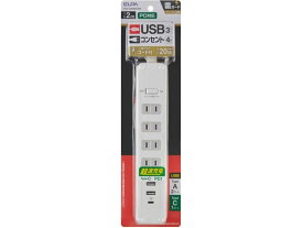 コード付USBタップPD20W 朝日電器 WLS-4322SUC(W)