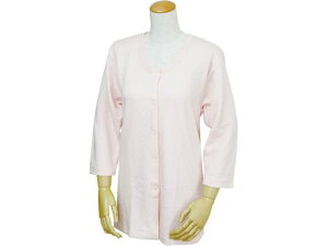 キルト八分袖前開きシャツ プラスチックホック式 婦人 ピーチ M ウエル 377044