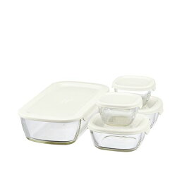 スタッキング耐熱ガラスコンテナ＋ミニ角小鉢 5個セット