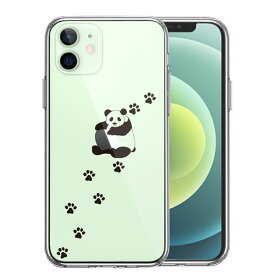 iPhone12mini 側面ソフト 背面ハード ハイブリッド クリア ケース パンダ リンゴ大好き 単品