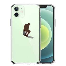 iPhone12mini 側面ソフト 背面ハード ハイブリッド クリア ケース りんご で 考える人 単品