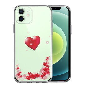 iPhone12 側面ソフト 背面ハード ハイブリッド クリア ケース ハート いっぱい 単品