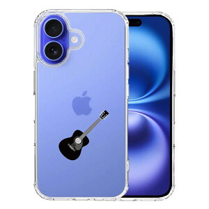 iPhone16 側面ソフト 背面ハード ハイブリッド クリア ケース フォークギター 単品