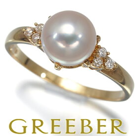 TASAKI タサキ リング パール 真珠 7.6mm ダイヤ ダイヤモンド 0.08ct 16号 K18YG Pearl Ring 指輪 【中古】BLJ 大幅値下げ品