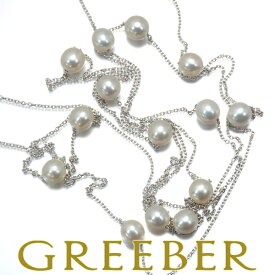 TASAKI タサキ ネックレス パール 真珠 5.5mm ステーション ロング K18WG Necklace【中古】BLJ