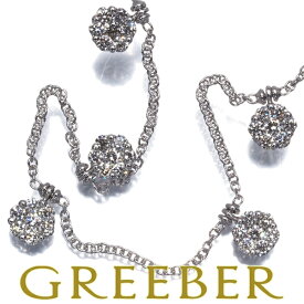 ダイヤ ダイヤモンド 0.19ct/0.66ct ステーション フラワー ネックレス K18WG Necklace【中古】GENJ