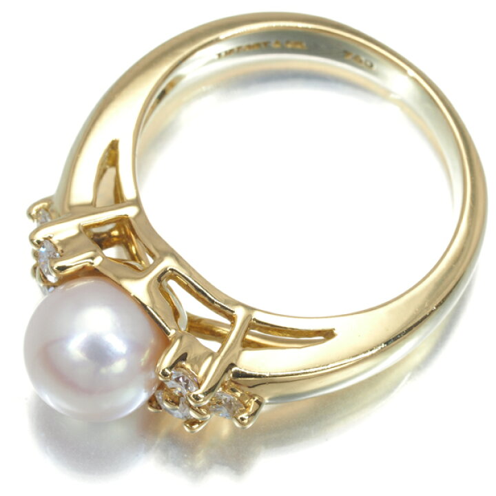 楽天市場】Tiffany&Co. ティファニー リング パール 真珠 6.8mm ダイヤ  