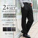 【選べる2本セット★5,760円】 ワンタックスラックス 裾上げ済み スラックス 2本組 メンズ 夏 ビジネス パンツ ウォッシャブル 洗える ストレッチ 大きいサイズ オールシーズン 春夏 秋冬 ズボン 無地 クールビズ ベーシックスタイル