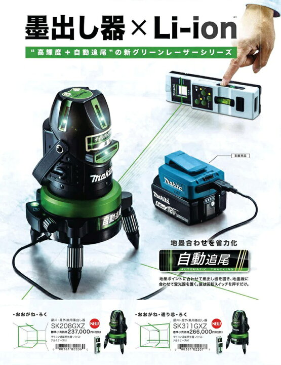楽天市場】【大特価】マキタ屋内・屋外兼用墨出し器 SK208GXZ 本体 