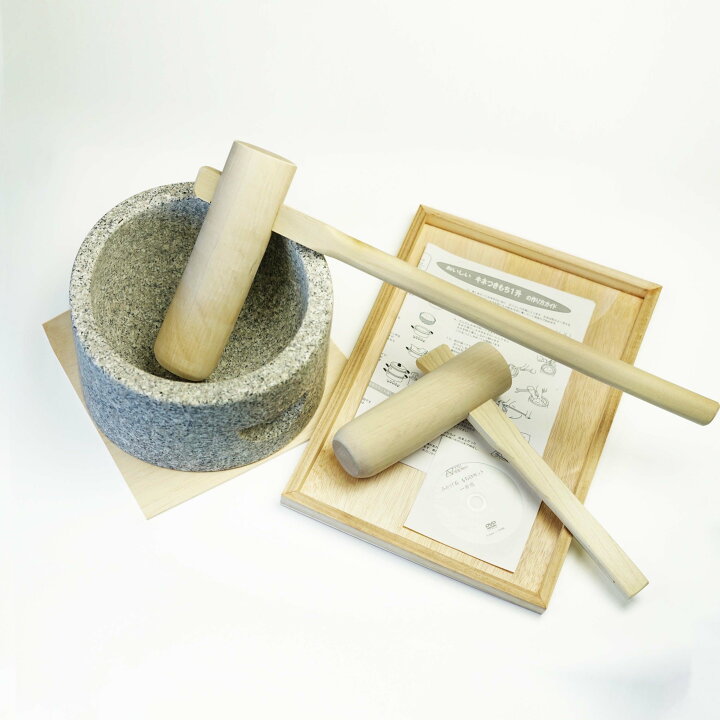 楽天市場】みかげ石 もち臼 1升用 ミニ杵2本セット のし板付き【実演 