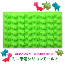 【送料無料】【キッズイベントに！】ミニ恐竜 シリコンモールド型 4種類 48個取り トリケラトプス ティラノサウルス ステゴサウルス ブラキオサウルス 恐竜 チョコ グミ チョコ型 チョコレート 製菓 調理器具 パーティー 子供の日 雑貨 シリコン型 イベント ≪メール便≫