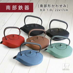 奥州 南部鉄器 急須 南部形かわせみ 6色 1.0L ホーロー加工あり 茶こし付き 日本製 鉄瓶 鉄急須 おしゃれ ギフト インテリア 8〜10杯 約22×17cm