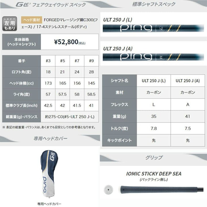 楽天市場】ピンゴルフ GLE3 フェアウェイウッド 3番 5番 7番 9番 