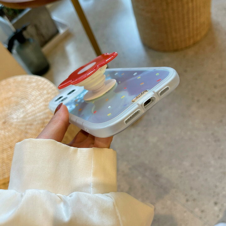 楽天市場 スマホケース クリアキュートカラーリングレッドフラワーバンカーリング付きiphoneケース A オーバーラップ楽天市場店