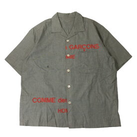 【中古】COMME des GARCONS HOMME コム デ ギャルソン オム スプリットロゴ ずらし オープンカラーシャツ HE-B063 開襟 AD2001 田中オム 【A1】