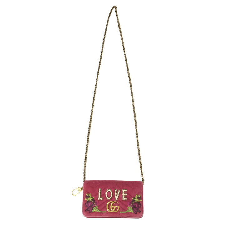 楽天市場】GUCCI グッチ GGマーモント ベルベット チェーン ピンク  