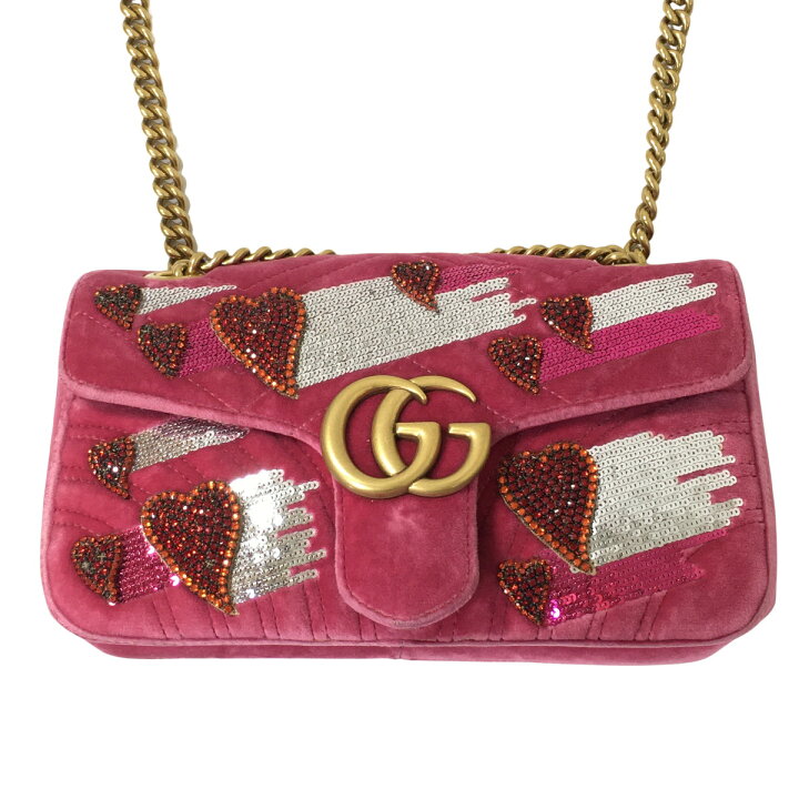 楽天市場】GUCCI グッチ ショルダーバッグ GGマーモント ベロア ハート