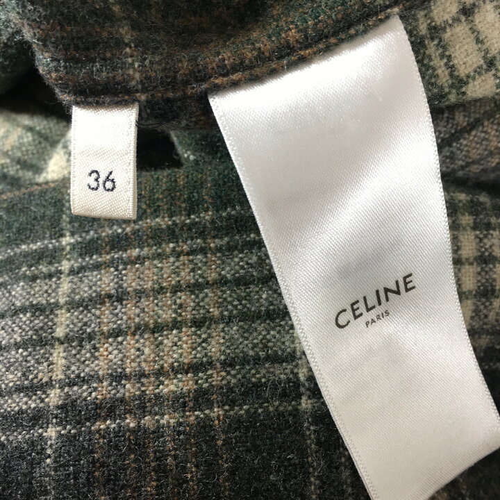楽天市場】CELINE セリーヌ オーバーサイズ ウール チェックシャツ 
