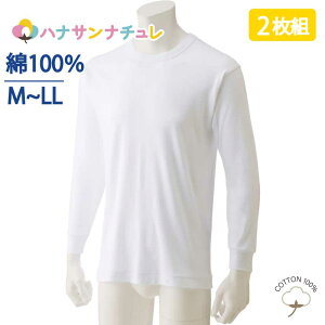 下着 メンズ 紳士 用 シャツ 綿 長袖 インナー 厚地 丸首 2枚組 M L LL 秋冬 あたたかい コットン 100% 抗菌防臭 シャツ 肌着 男性 入所 入院