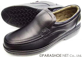 THREE COUNTRY 本革 プレーンスリップオン ビジネスシューズ 黒 ワイズ4E（EEEE）【メンズ革靴・紳士靴・小さいサイズ（スモールサイズ）23cm（23.0cm）、23.5cm、24cm（24.0cm）あり】