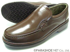 THREE COUNTRY 本革 プレーンスリップオン ビジネスシューズ 茶色（ダークブラウン）ワイズ4E（EEEE） 23cm（23.0cm）、23.5cm、24cm（24.0cm）［小さいサイズ（スモールサイズ）メンズ革靴・紳士靴］