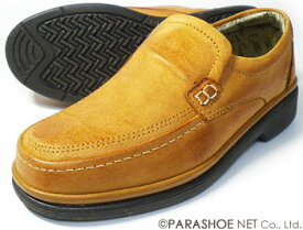 THREE COUNTRY 本革 プレーンスリップオン ビジネスシューズ キャメル ワイズ4E（EEEE） 23cm（23.0cm）、23.5cm、24cm（24.0cm）［小さいサイズ（スモールサイズ）メンズ革靴・紳士靴］