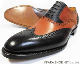 PARASHOE 本革底（レザーソール）内羽根ウィングチップ（コンビカラー）ビジネスシューズ キャメル×ダークブラウン ツートン ワイズ2E（EE）22cm〜32cm/グッドイヤーウェルト製法・日本製・革靴・紳士靴