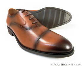 PARASHOE 本革 内羽根ストレートチップ（キャップトゥ） ビジネスシューズ 茶色（ブラウン）ワイズ（足幅）3E（EEE）22cm（22.0cm）、22.5cm、23cm（23.0cm）、23.5cm、24cm（24.0cm）【小さいサイズ（スモールサイズ）革靴・紳士靴】