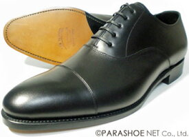 PARASHOE 革底（レザーソール）内羽根ストレートチップ（内羽根式キャップトゥ）ビジネスシューズ 黒 ワイズ2E（EE）サイズ22cm〜32cm/グッドイヤーウェルト製法・日本製・革靴・紳士靴