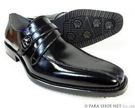 PARASHOE（パラシュー）本革 ストラップヴァンプスリッポン 防滑ビジネスシューズ 黒 ワイズ（足幅）3E（EEE）23cm（23.0cm）、23.5cm、24cm（24.0cm）【小さいサイズ（スモールサイズ）メンズ 革靴・紳士靴】