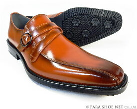 PARASHOE（パラシュー）本革 ストラップヴァンプスリッポン 防滑ビジネスシューズ 茶色 ワイズ（足幅）3E（EEE）23cm（23.0cm）、23.5cm、24cm（24.0cm）【小さいサイズ（スモールサイズ）メンズ 革靴・紳士靴】