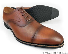 PARASHOE 本革 内羽根ストレートチップ（キャップトゥ）ビジネスシューズ 茶色 ワイズ 4E（EEEE）27.5cm、28cm（28.0cm）、28.5cm、29cm（29.0cm）、29.5cm、30cm（30.0cm）、31cm（31.0cm）、32cm（32.0cm）【大きいサイズ（ビッグサイズ）メンズ 革靴・紳士靴】