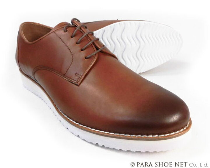 楽天市場 Parashoe 本革 プレーントゥ ビジネスカジュアルシューズ 厚底白ソール ワイズ3e Eee 茶色 メンズ革靴 紳士靴 大きいサイズ 27 5cm 28cm 28 5cm 29cm 29 5cm 30cm 31cm 32cm 小さいサイズ 22cm 22 5cm 23cm 23 5cm 24cm あり 靴のパラダイス