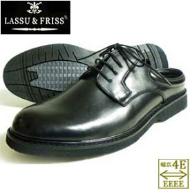LASSU＆FRISS プレーントゥ ビジネススリッパ/ビジネスサンダル ワイズ4E（EEEE）通気底 黒（メンズ 革靴 紳士靴）