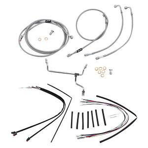  Rv[gXeXґgnhP[u/u[LCLbg܂ o[[uh Complete Stainless Braided Handlebar Cable/Brake Line Kit For 16 Ape Hanger Handlebars B30-1156 DRAG 0610
