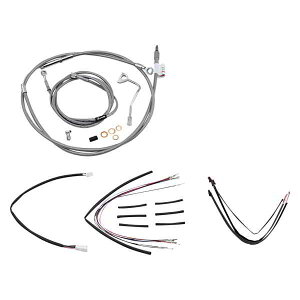  Rv[gXeXґgnhP[u/u[LCLbg܂ o[[uh Complete Stainless Braided Handlebar Cable/Brake Line Kit For 16 Ape Hanger Handlebars And ABS B30-1159 D